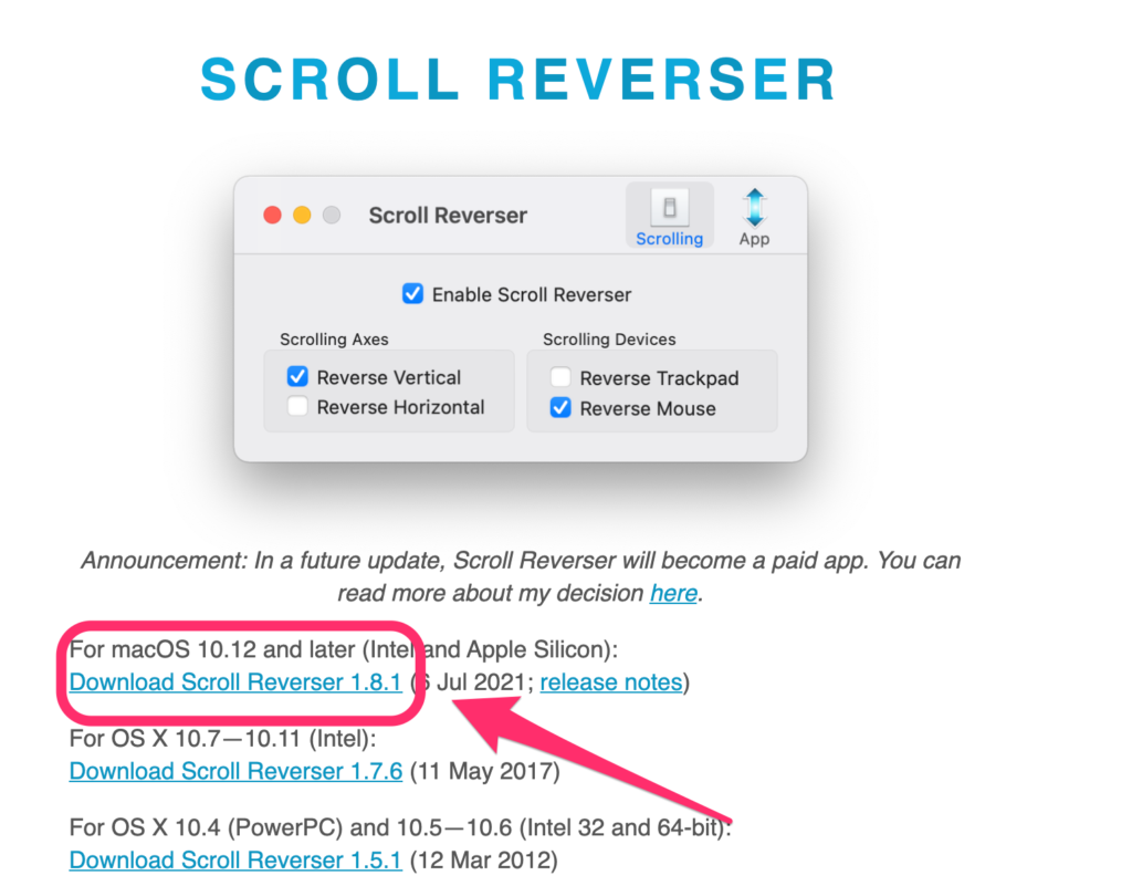Scroll Reverserダウンロードサイト
